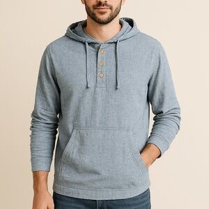 Men's Blue J Crew Hooded Chambray 100% Cotton Shirt